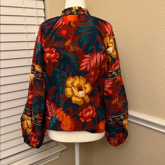 Anthropologie FARM Rio V-Neck Floral Blouse Woman's Small - Picture 4 of 14
